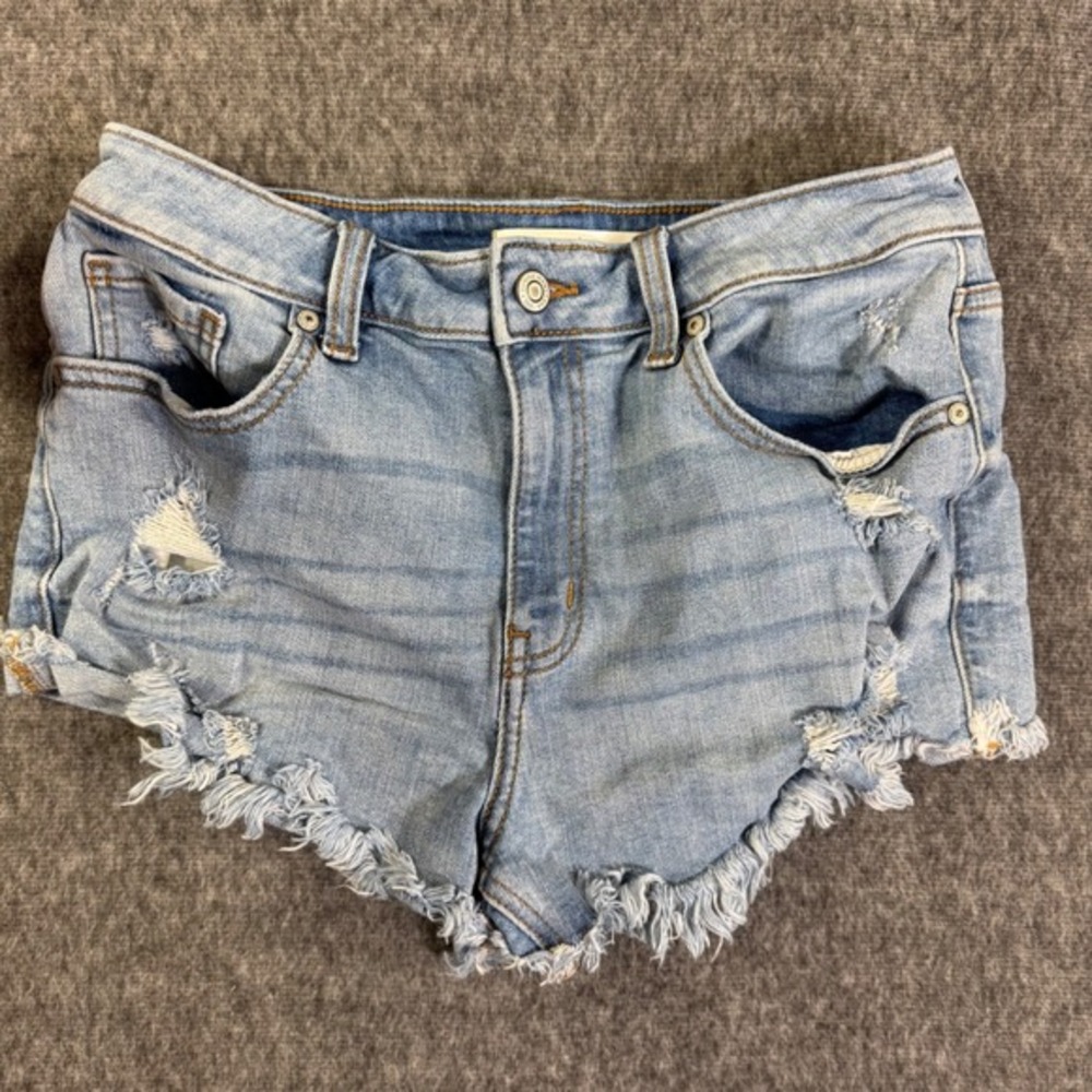 Eunina Lulu Super High Rise Cut Off Denim Shorts Women's Medium Distressed